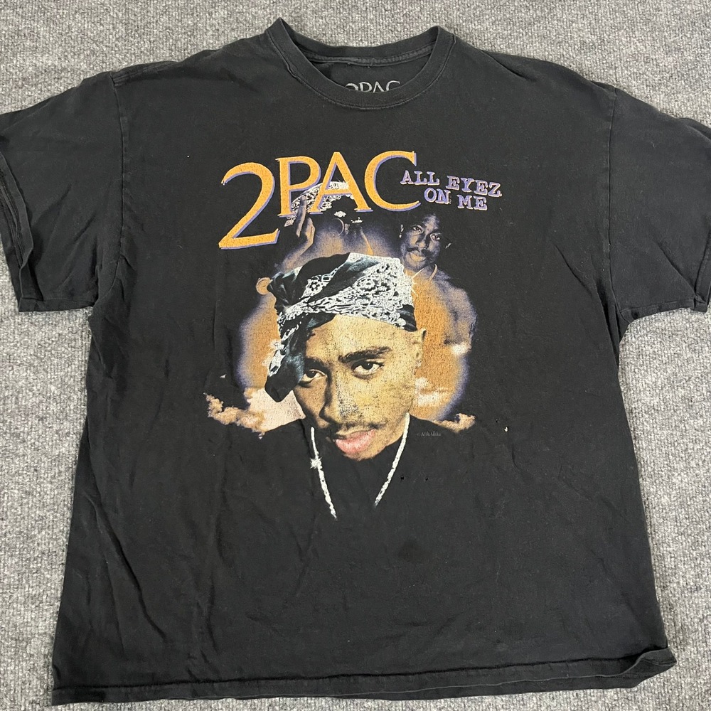 2Pac T-Shirt Mens XL Black All Eyez On Me Graphic Hip Hop Rap Tee Short Sleeve